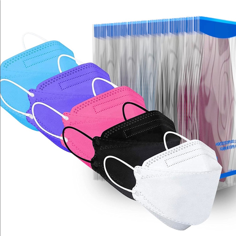 UNISEX 50PCS 3D Disposable 5-COLOR 4-Layer Face Masks Individually Packaged